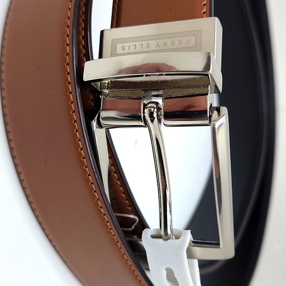 PERRY ELLIS REVERSIBLE BLACK & LIGHT BROWN BELT - Picture 2 of 6